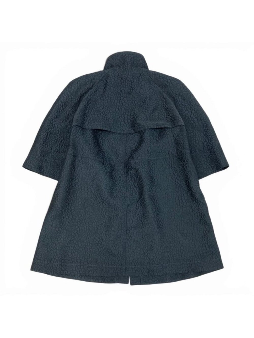 Chanel Camellia CC Logo Navy Polyester Silk Coat A3 - Picture 3 of 9